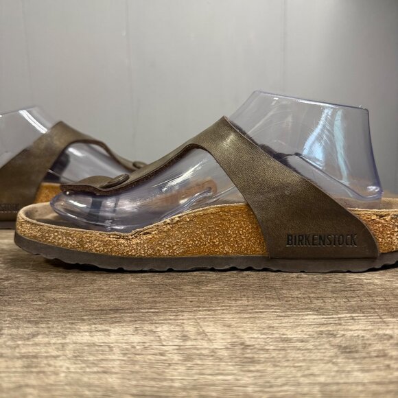 Birkenstock Gizeh Thong Strap Sandals Brown/Gold Leather Size 39 W8 - Picture 7 of 10